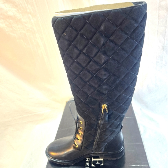 Lauren Ralph Lauren Hollie II Tall Riding Boots Womens 5.5 Black Quilted New - Picture 2 of 6